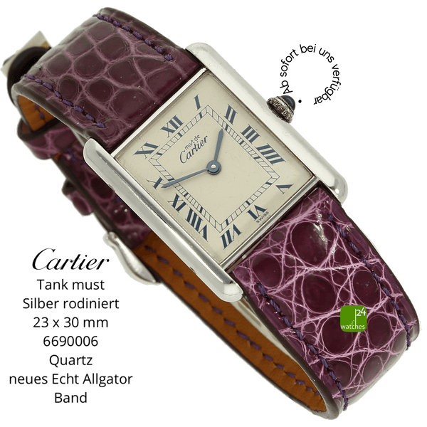 gebrauchte Cartier Tank must silber 23x30 mm halb liegend