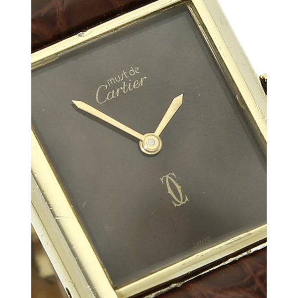 Cartier Tank must mech. braunrot Zifferblatt 