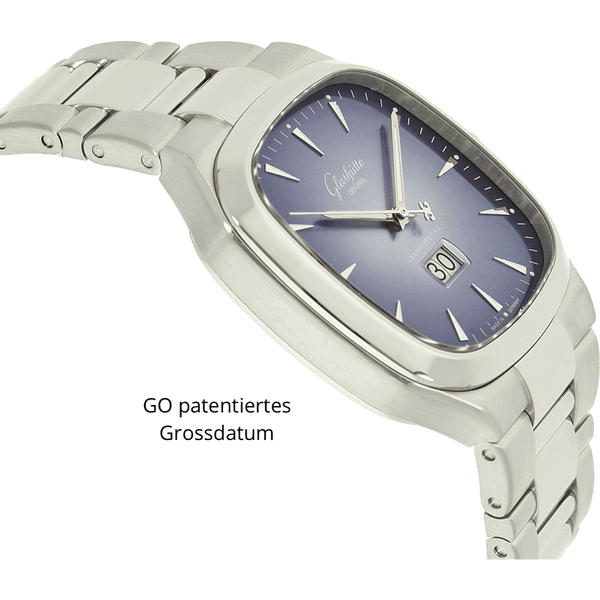 Glashuette Seventies Big Date Gehaeuse seitlich links 