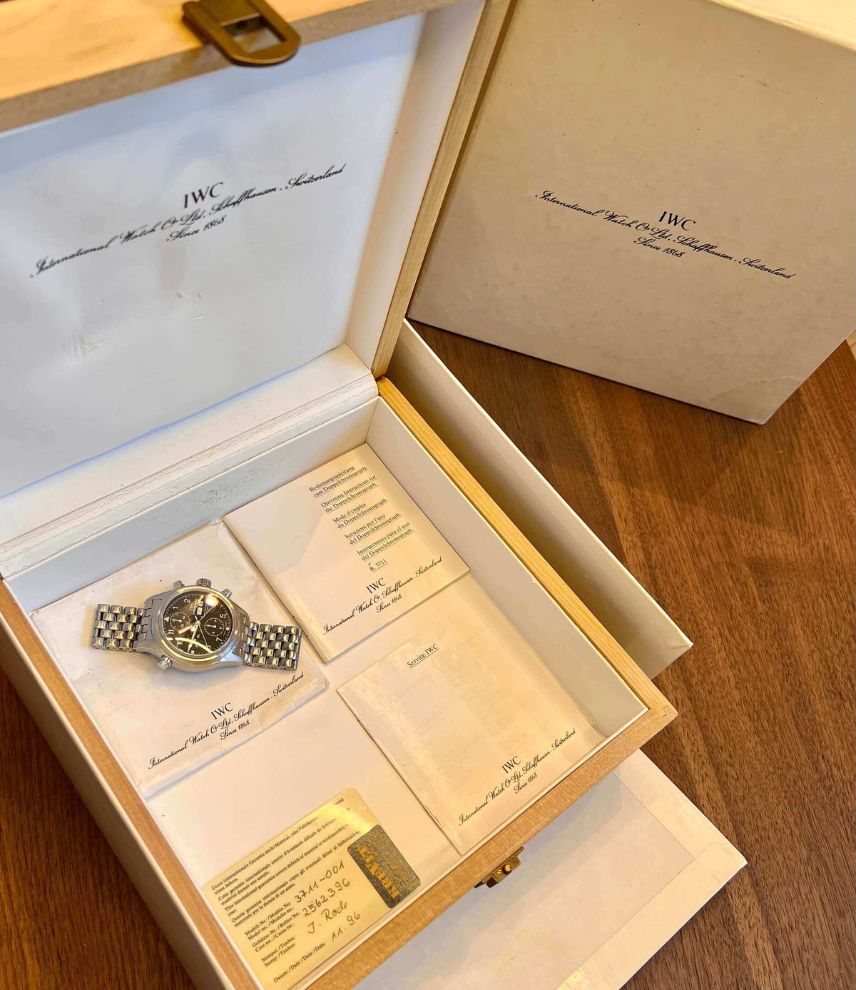 IWC Doppelchronograph mit Papieren in der Original Bos