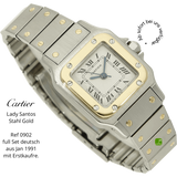 Cartier Santos Lady Stahl Gold Auto. halb liegend 