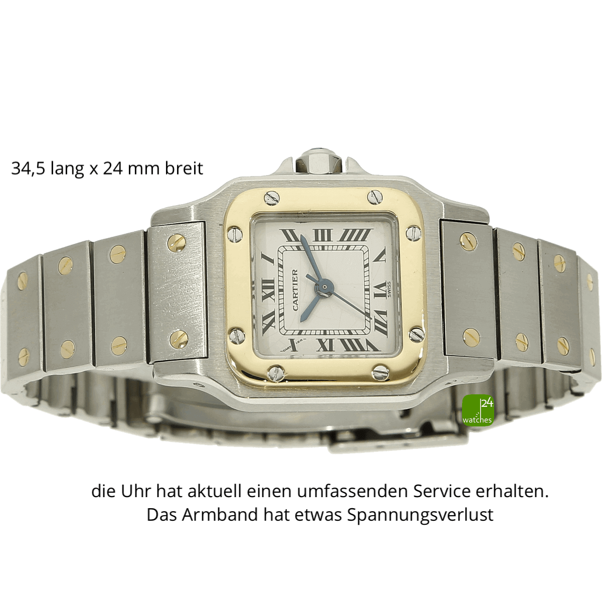 Cartier Santos Lady Stahl Gold Auto. liegend