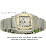 Cartier Santos Lady Stahl Gold Auto. liegend