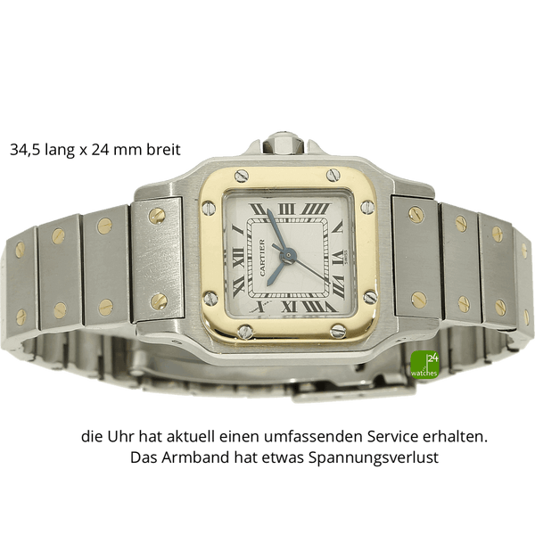 Cartier Santos Lady Stahl Gold Auto. liegend