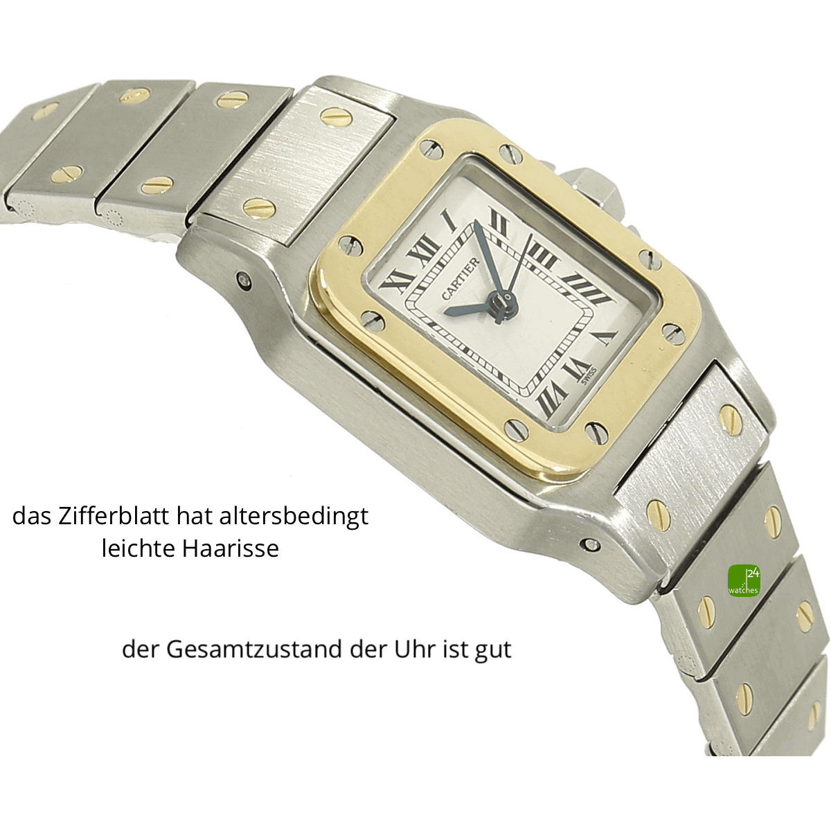 Cartier Santos Lady Stahl Gold Auto. Gehaeuse links 
