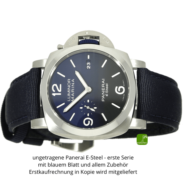 Panerai luminor Marina e-steel blue profondo liegend