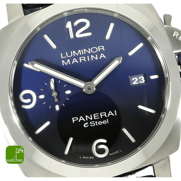 Panerai luminor Marina e-steel blue profondozifferblatt