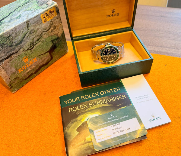 Rolex Submariner 16610 LV Kermit in der Box 