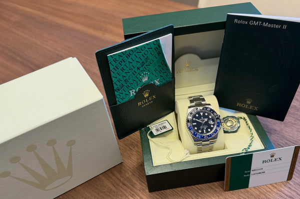 Rolex GMT Batmen mit Papieren 