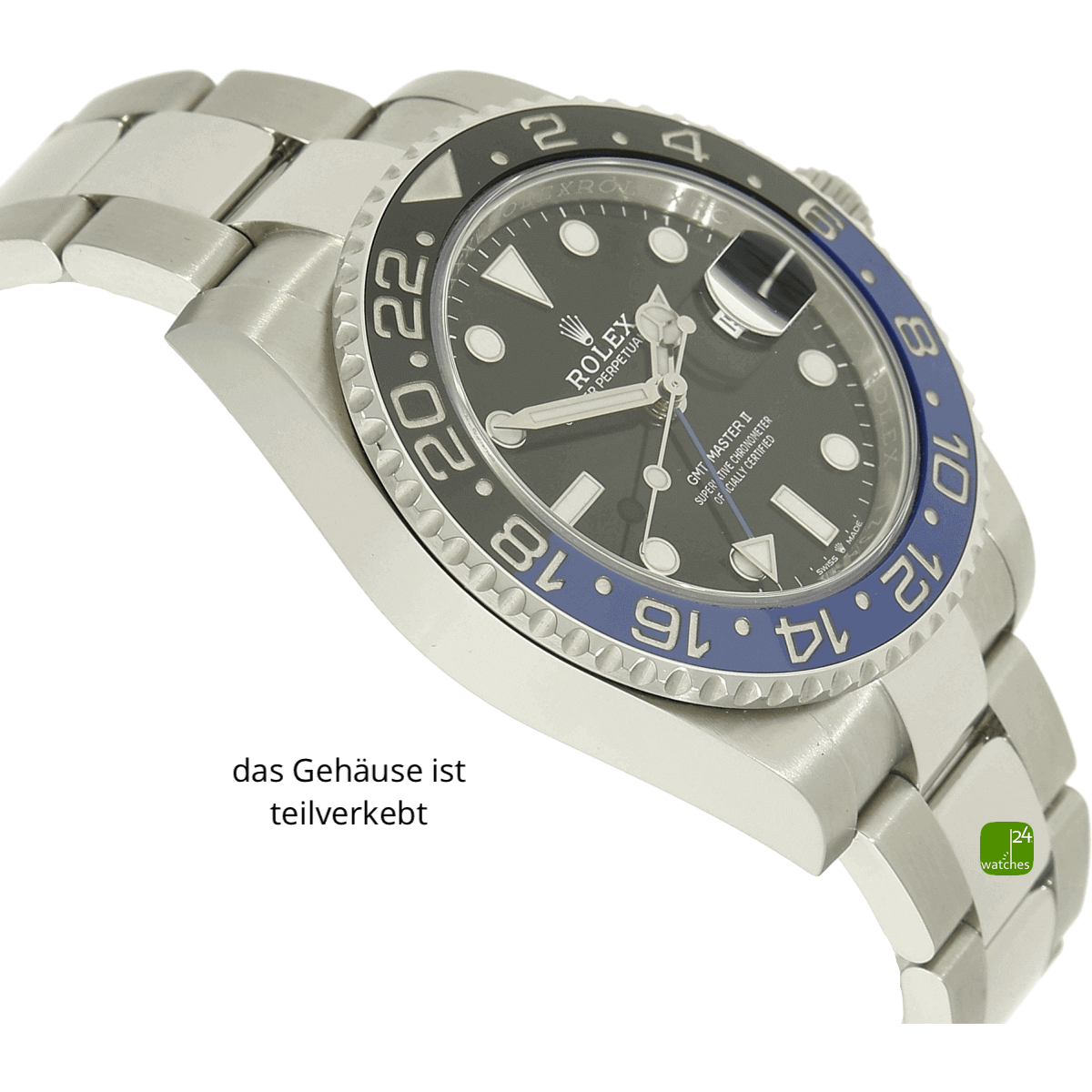 Rolex GMT Master Batman Gehaeuse links
