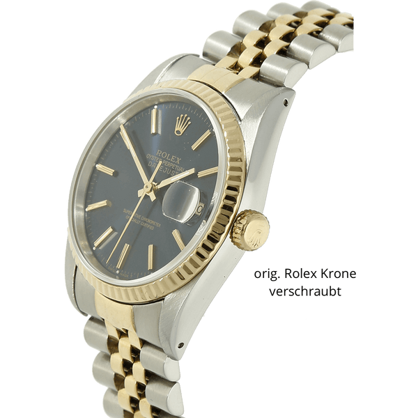 Rolex Datejust 36 16233 blau Gehaeuse links