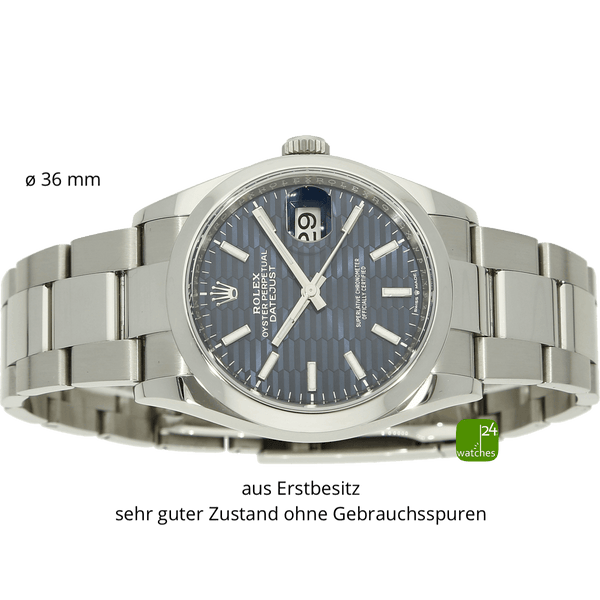 Datejust 36 Motif blau liegend