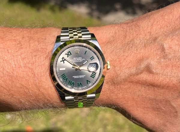 Rolex Datejust gebraucht 41 stahl gold jubilee am arm