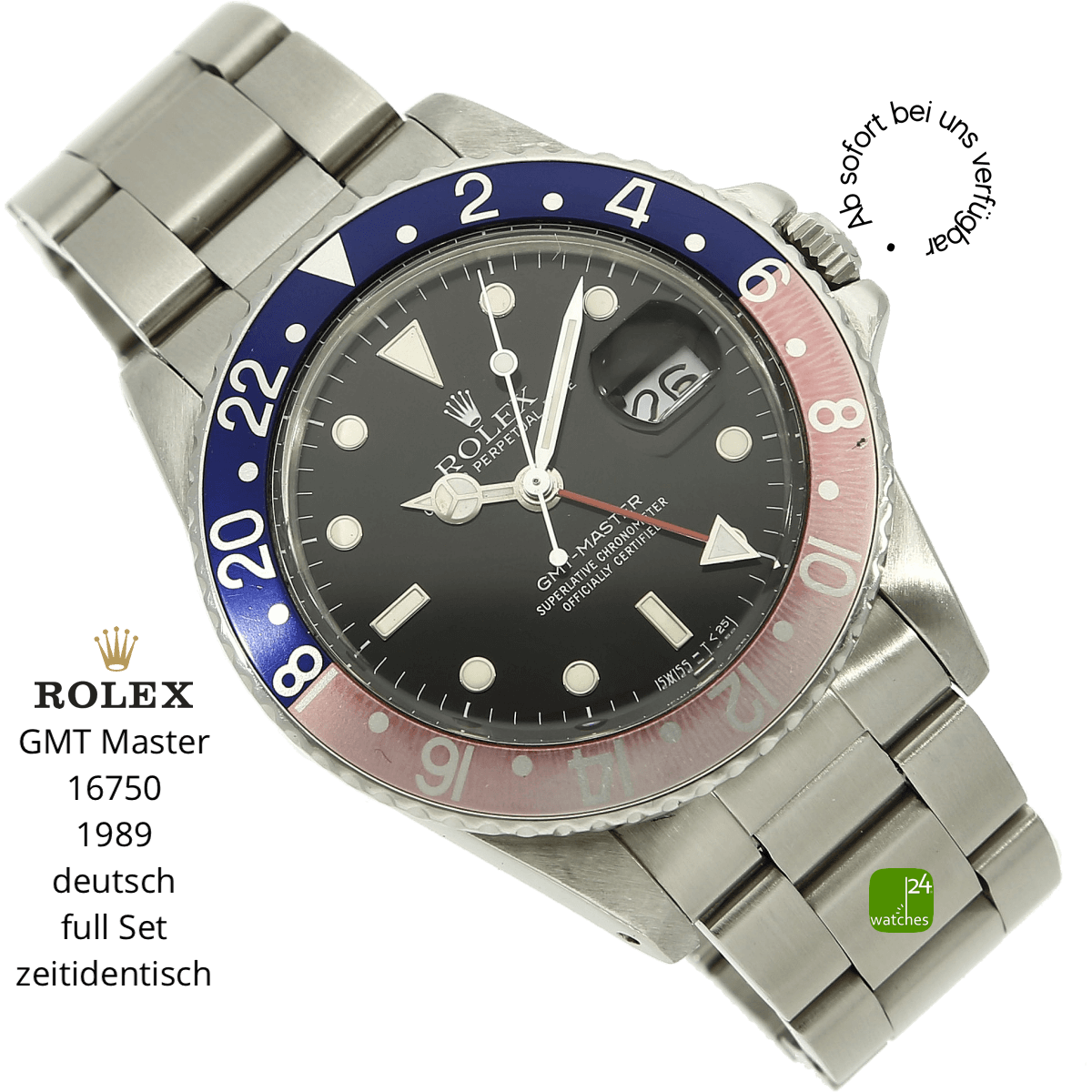 Rolex GMT 16750 Pepsi halb liegend