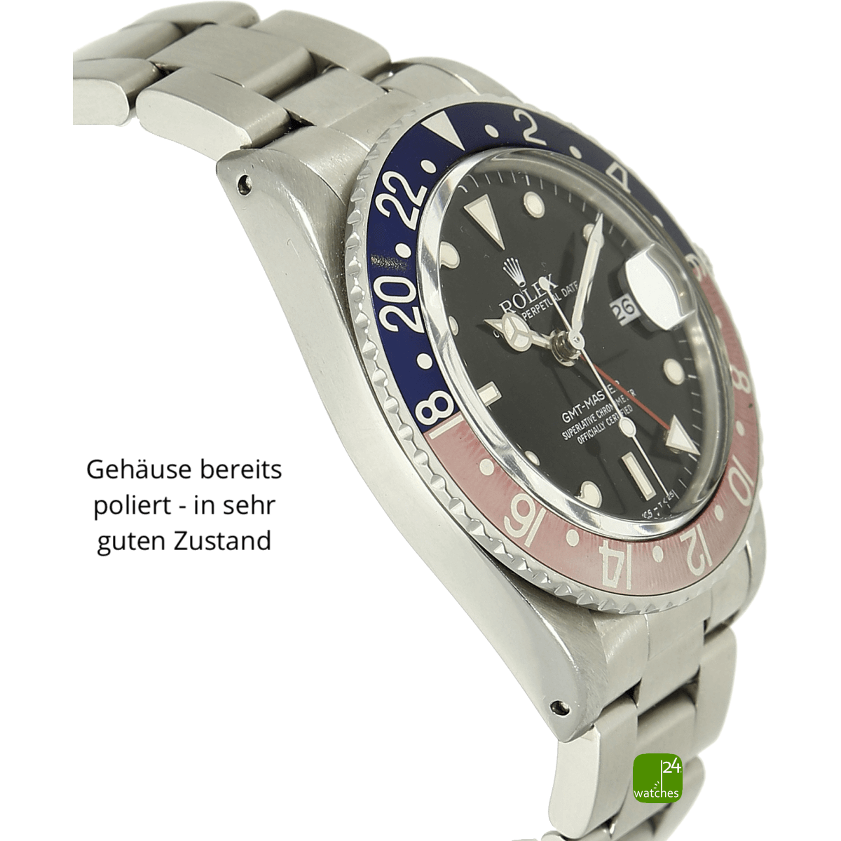 Rolex GMT 16750 Pepsi Gehaeuse links