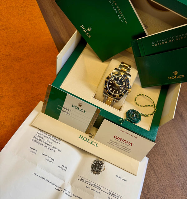Rolex GMT Stahl Gold 116713 mit Papieren