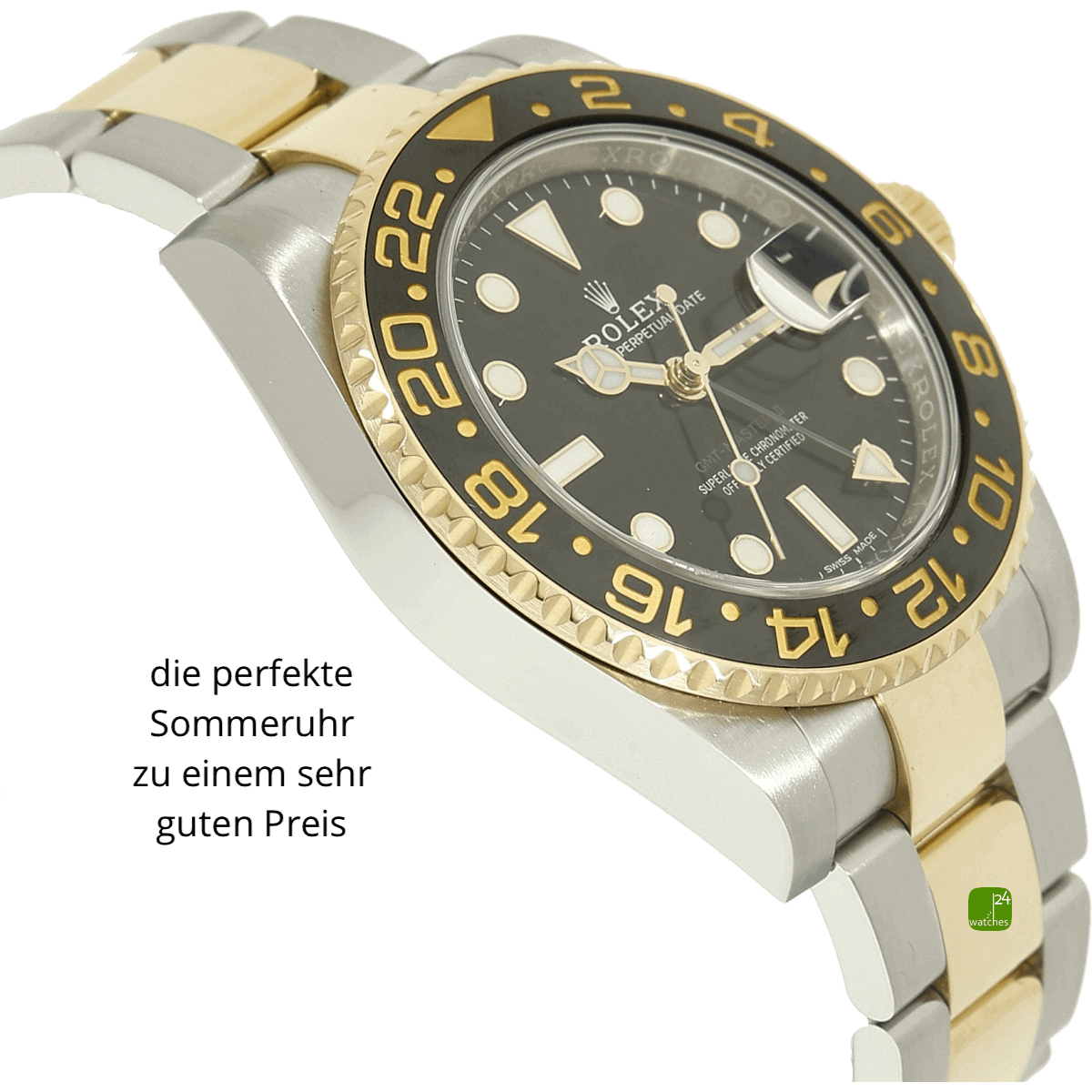 Rolex GMT 116173 Stahl Gold Gehaeuse links 