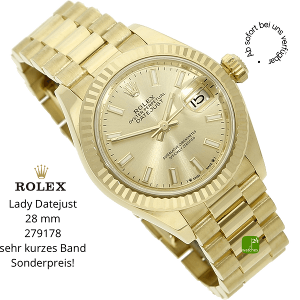 rolex lady datejust 28 mm gold halb liegend