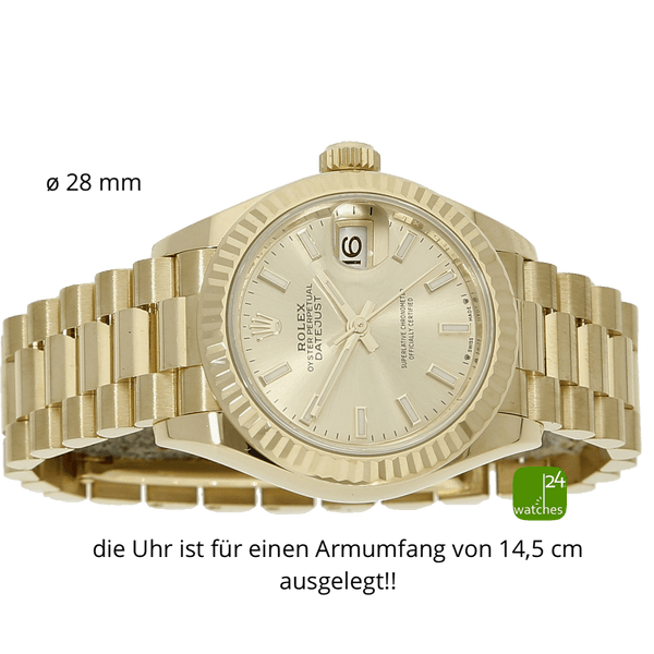 rolex lady datejust 28 mm gold liegend