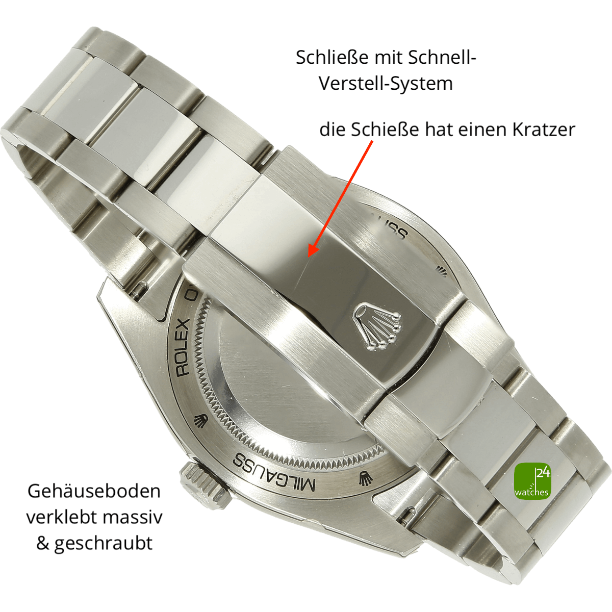 Rolex Milgauss blau Schliesse zu