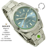 Rolex Milgauss blau halb liegend