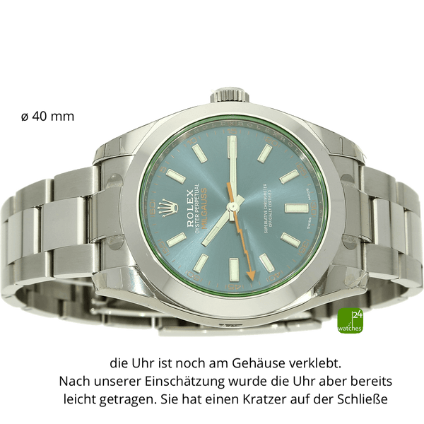 Rolex Milgauss blau liegend