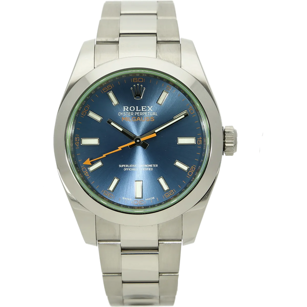 Rolex Milgauss blau 116400 GV stehend 2 