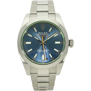 Rolex Milgauss blau 116400 GV stehend 