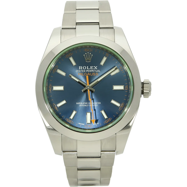 Rolex Milgauss blau 116400 GV stehend 