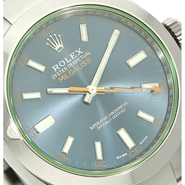 Rolex Milgauss blau 116400 GV Zifferblatt