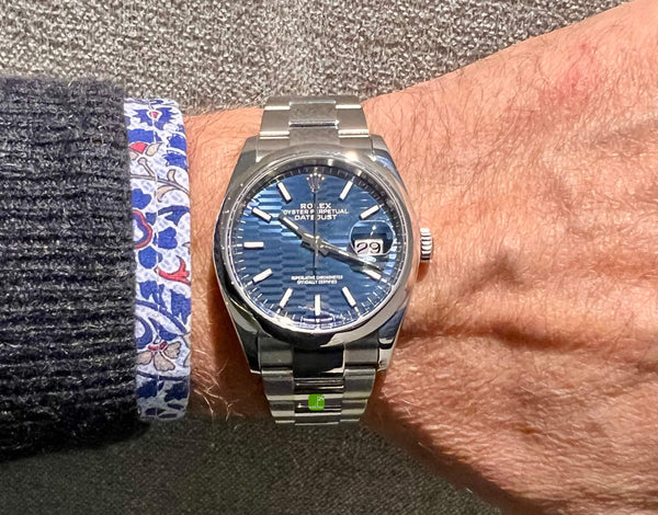 Datejust 36 Motif blau am Arm