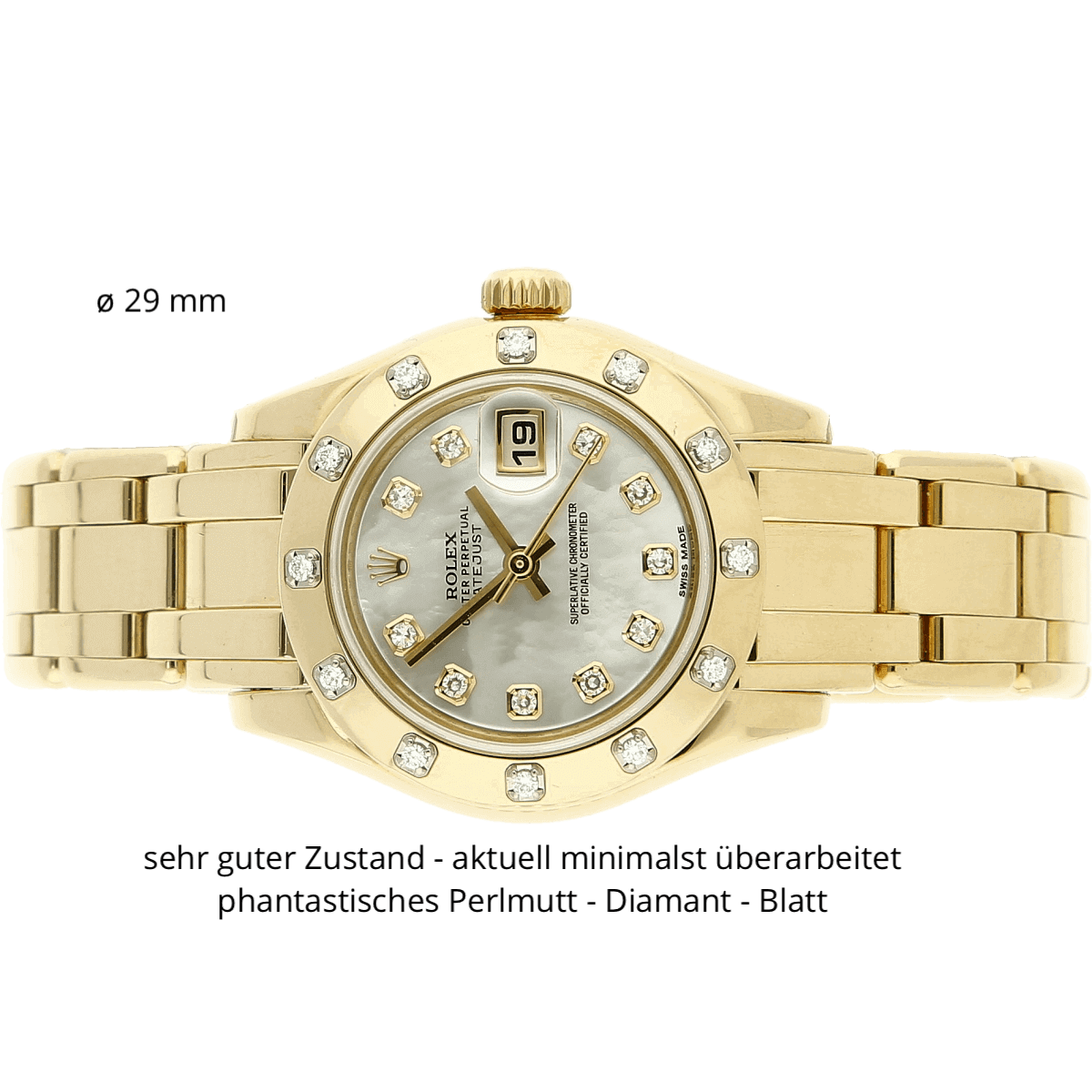 Rolex Pearlmaster MOP Dia Dial liegend