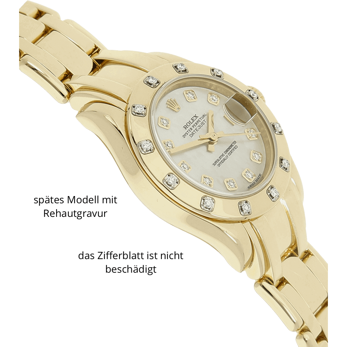 Rolex Pearlmaster MOP Dia Dial Gehaeuse links