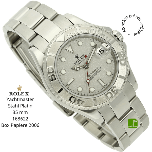 Rolex Yachtmaster 35 Stahl Platin halb liegend