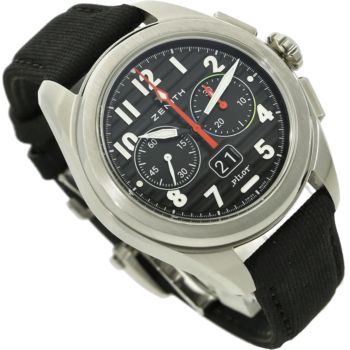 Zenith Pilot Flyback Big Date vertikal liegend