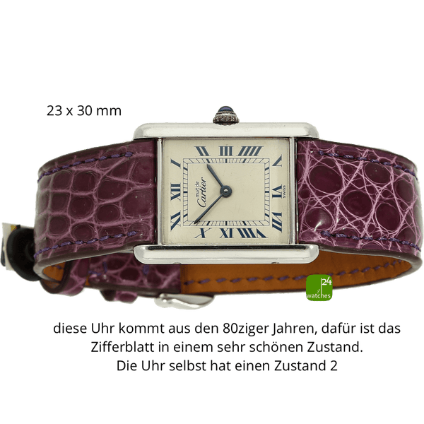 gebrauchte Cartier Tank must silber 23x30 mm liegend