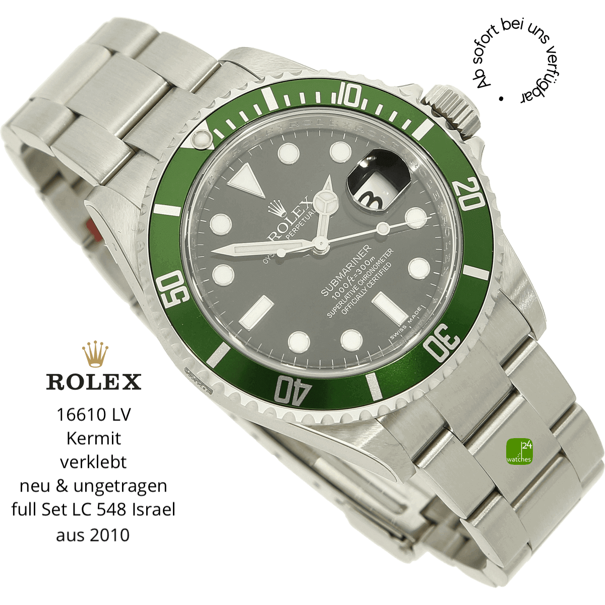 Rolex Submariner Kermit 16610LV halb liegend 