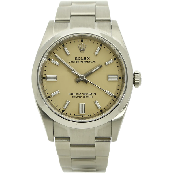 Rolex Oyster Perpetual 36 beige neu stehend