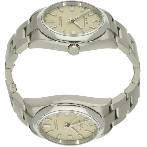 Rolex Oyster Perpetual 36 beige neu Gehaeuse 3 9 