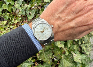 Rolex Oyster Perpetual 41 silber 124300 am Arm 