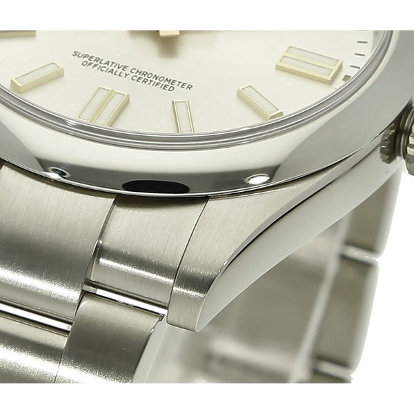 Rolex Oyster Perpetual 41 silber 124300 Flanke 5 Uhr 