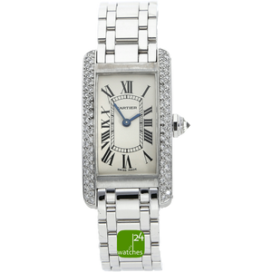 Cartier Lady Tank Americaine 750 White Gold 1713  orig Dia 35x19 mm