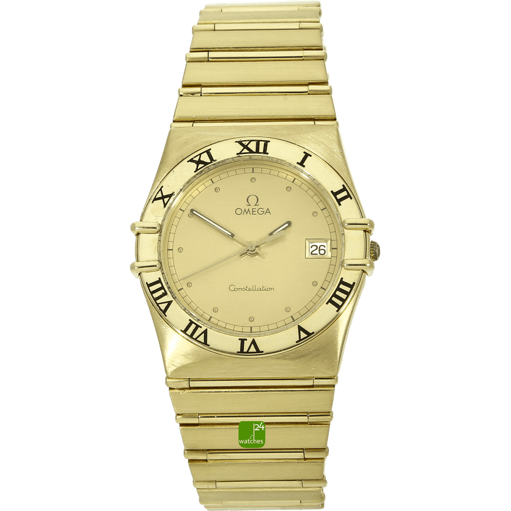 Omega Constellation in Gold stehend